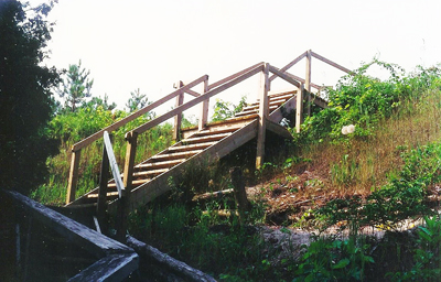 Steps and boardwalks take hikers over sensitive areas of the sand dunes along the trail. Photo by Terry Sprague
